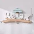 Mediterranean wooden wall hanging decor Relax beach theme children room home ornament 39x19cm - Beach Chair Hanging Plaque / Green