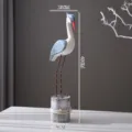 Statua Uccello Legno Mediterraneo Decorazione Tavolo Scultura Animale Ornamenti - Grande Uccello Blu Vintage