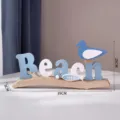 Grazioso soprammobile decorativo da tavolo con uccello da spiaggia in legno per la casa. - Beach (Uccello Blu Scuro) / Ornamento Lettera Uccello Blu Scuro