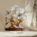 Scultura decorativa di fiore di giglio bianco oro ornamento da scrivania regalo decorazione - Regalo per la Festa della Mamma Giglio di Lusso