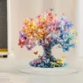 Ornamento albero di farfalle in cristallo colorato, squisita decorazione da scrivania. - Albero delle Farfalle della Fortuna