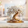 Ornamento decorativo per albero in acrilico oro e bianco espositore da tavolo per casa - Albero della Prosperità
