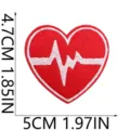 Red heart ECG embroidery patch, fabric iron-on clothing badge, DIY decorative applique. - Red Heart EKG Style (X25YW-098-04)