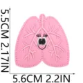 Cute pink lung organ embroidered patch detail, fabric badge with cute smiling face. - Cartoon Lungs Style (X25YW-11-01)