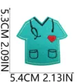 Medical scrub uniform embroidered patch detail showing stethoscope and red heart design close up. - Green Scrubs Style (X25YW-11-02)