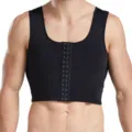 Men black chest binder compression shapewear fitness vest gym postpartum posture corrector - M / Tops / Hook-and-Eye Type / Black