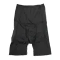 Men's high waist shapewear detail view, showing the front opening boxer shorts design. - S / Bottoms / Black