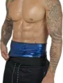 Heren metalliek blauwe zweet taille trainer riem fitness sauna gym sport afvallen lichaam shaper - S/M / Bottoms