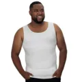 Men's compression body shaping tank top detail, high elasticity white slimming vest for men - M / Tops / White