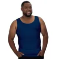 Men's compression tank top, solid navy blue high elasticity slimming vest for fitness and workout. - M / Tops / Navy Blue