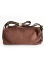 Brown suede women shoulder bag detail showing soft texture and premium metal zipper. - Light Red Suede