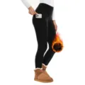 Leggings termici felpati a vita alta da donna con tasche pantaloni yoga invernali neri caldi - S/M / Pantaloni e gonne / Nero