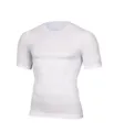 Men seamless body shaper detail view, breathable compression short sleeve undershirt. - S / Tops / White
