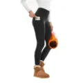 Comodi leggings termici invernali a vita alta felpati con tasche pratiche colore nero - Grigio Scuro Cationico
