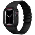 Custodia e cinturino per orologio in silicone magnetico nero, dettaglio protezione robusta. - Cavaliere Oscuro / Nero
