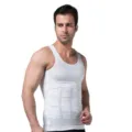 Men compression tank top body shaper slimming vest tummy control white fitness underwear - S / Tops / White