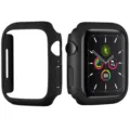 Matte black PC protective case compatible with Apple Watch, half-coverage hollow design. - 38mm / Black