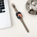 Retro slim leather watch strap with rose gold buckle, compatible with smart watch stylish design. - 38mm/40mm/41mm / Gray