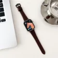 Vintage brown leather watch strap replacement compatible with Apple Watch series stylish. - Reddish Brown with Black Buckle