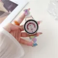 Colorful resin heart link watch strap for Samsung smart watch replacement accessory detail view. - Compatible with Samsung Watch 4/4 Classic / Iridescent Rainbow