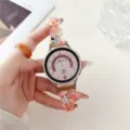 Resin heart chain watch strap detail view, stylish orange and clear link design for smart watch. - Orange and Blue