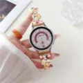 Resin heart chain watch strap detail view, colorful links, stylish summer accessory. - Candy Color