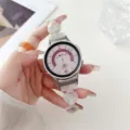 Resin heart chain strap for Samsung Galaxy Watch, stylish metal buckle detail view. - Iridescent Aurora