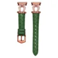 Green leather watch strap with rose gold rhinestone horseshoe buckle compatible watch - Huawei Watch 2 Pro / U-Shaped Green-Rose Gold Buckle
