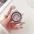 Detailed view of replacement resin heart-shaped chain watch strap with metal buckle. - Candy Matte Pinkish White