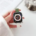 Cinturino in pelle per Apple Watch ricambio bicolore verde e bianco motivo litchi accessorio. - Universale 38mm/40mm/41mm / Bianco-Verde