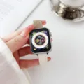 Cinturino per orologio in pelle con motivo litchi compatibile con Apple Watch, bicolore. - Universale 38mm/40mm/41mm / Bianco-Kaki
