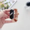 Chiffon scrunchie replacement strap for fitness smart band, soft elastic fabric watch band. - Xiaomi Smart Band 8 / Champagne Orange