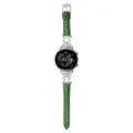 Vervangende lederen horlogeband compatibel met smartwatches, groene rundleer horlogeband - U-Vormig Groen-Zilver Gesp