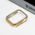 Goldener Strass Smartwatch Hülle Einzelne Reihe Diamant Schutzrahmen Abdeckung Stile - Gold