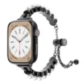 Cinturino per Orologio in Metallo e Perle di Lusso di Ricambio Compatibile con Apple Watch SE 8 - 38mm/40mm/41mm / Nero