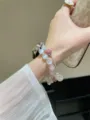 Bracelet de montre connectée en perles de pierre d'œil de chat élégant pour femmes - Bracelet Xiaomi Mi Band 3 Avec Coque Argentée / Couleur Mixte Pierre d'Oeil de Chat Pendentif Lune