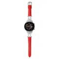 Rode echt lederen horlogeband met diamant hoefijzergesp, compatibel met smartwatches. - U-Vormig Rood-Zilver Gesp