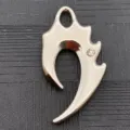 Metal wolf fang pendant with crystal, gothic flame style necklace for men and daily wear. - White K