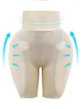 Detailed view of high-waist hip enhancer shaping shorts with lifting effect for body curve. - S / Bottoms / Nude