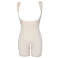 Beige full body shaper detail, side zipper and open crotch design for everyday slimming. - S / Set / Nude