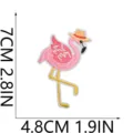 Cute pink flamingo embroidered patch with hat and sunglasses, measuring 7x4.8cm for DIY decor. - Sun Hat and Sunglasses Style (C25LN-072-03)