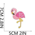 Cute pink flamingo embroidered patch detail, iron-on bird badge with 7x5cm dimension. - Pink White Yellow Thread Style (C25LN-076-08)