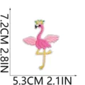 Flamingo embroidered patch detail, cute pink bird with floral crown and sunglasses motif. - Flower Crown and Sunglasses Style (C25LN-068-09)