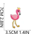 Flamingo embroidery patch cute crown pink bird iron on badge clothing accessory - Golden Small Crown and Pink Feather Style (C25LN-058-11)