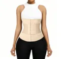 Women waist trainer corset breathable elastic tummy control shaper with hooks fitness belt - S / Nude