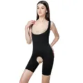 Black open-bust full-body shapewear bodysuit with tummy control and butt lifting design. - S/M / Set / Black