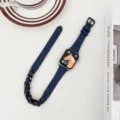 Nahaufnahme des modischen Jeans und Kette Doppel-Schlaufe Smartwatch Ersatzarmbands. - 38mm/40mm/41mm / Blau