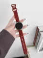Detail view of the flexible silicone watch strap with secure metal buckle, durable and comfortable for daily wear. - Please Check Details Or Contact Customer Service / Burgundy