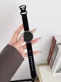 Black silicone smartwatch band with rose gold round case, sleek and modern accessory. - Please Check Details Or Contact Customer Service / Black