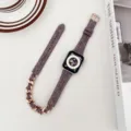 Stilvolles Jeans und Metallketten Uhrenarmband kompatibel mit Apple Watch, schickes Accessoire. - Lila